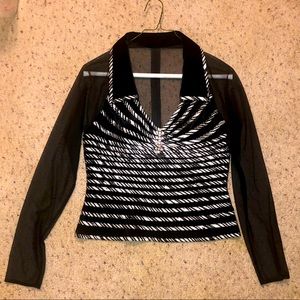 JS collection long sleeve black formal evening wear top size 8